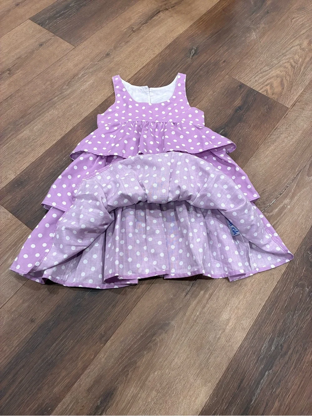 Kaelly’s Kids Purple Polka Dot Layered Summer Dress Outfit 2T